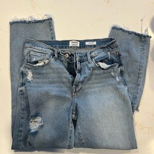 Kensie Jeans Vintage Luxe Light Blue Distressed Slim Jeans